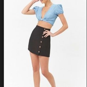 Forever 21 Button-Front Mini Skirt - Brand New